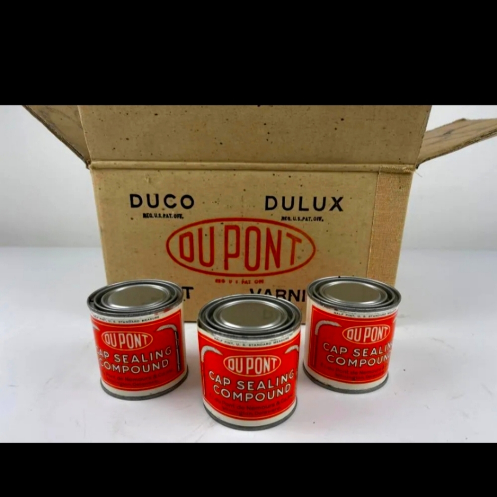WW2 DUPONT CAP SEALING COMPOUND US ARMY. Full crate With cases Of 1/2 Pint Cans